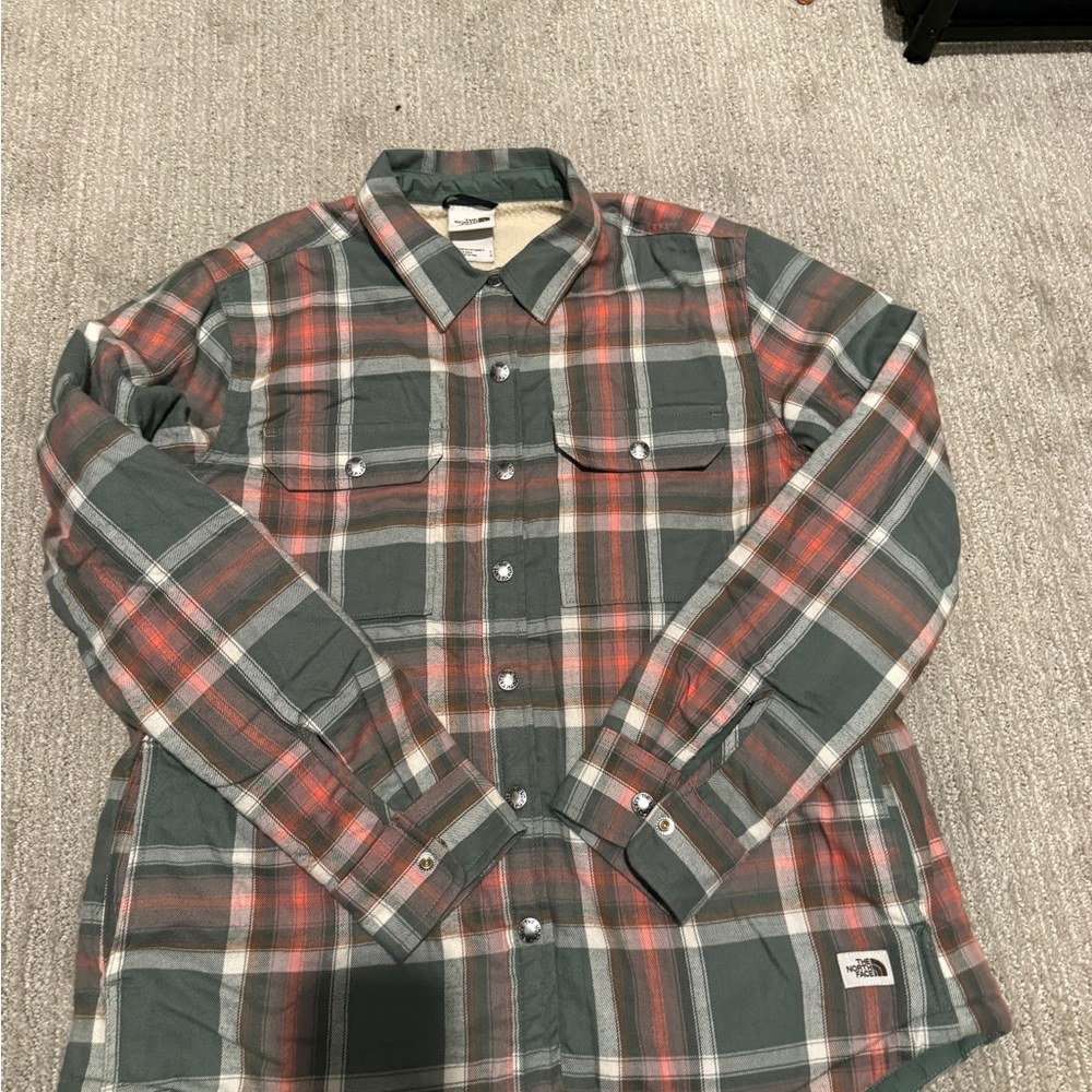 The North Face Women's Plaid Button-Down Shirt - Green and Red